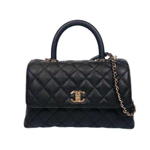 大人気 トップハンドル フラップ ショルダー 2way キャビア CHANEL シャネル トップハンドル フラップバッグ 黒 キャビア