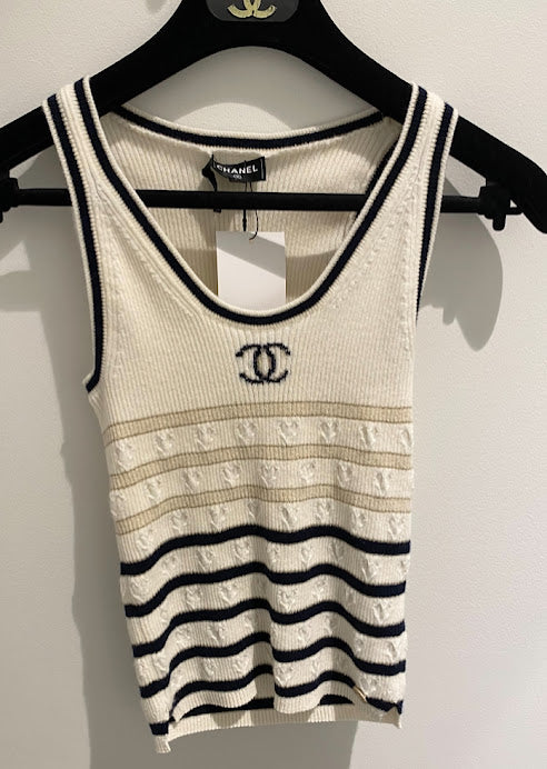 CHANEL ノースリーブ　ニット　ロゴ　タンク 2024年 クルーズ 新作 CHANEL シャネル タンクトップ