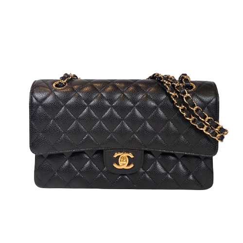 CHANEL レザー バッグ A01112 黒 シャネル マトラッセ 11.12 クラシック ハンドバッグ 25cm ブラック