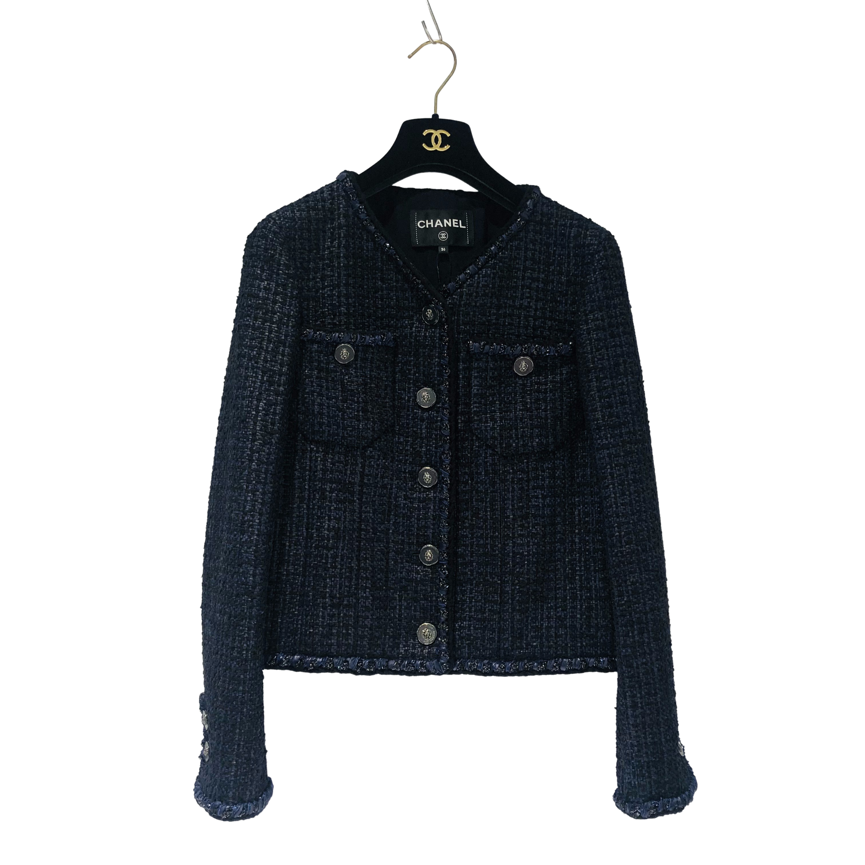 CHANEL シャネル ツイードジャケット P72421 ネイビー サイズ36 CHANEL シャネル ツイードジャケット P72421 ネイビー サイズ36