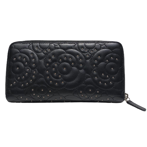 シャネル　フラワーココ型押し　黒　ミディアム　財布　ラムスキン　正規品 CHANEL - シャネル ココマーク カメリア 長財布 ラムスキン レディース