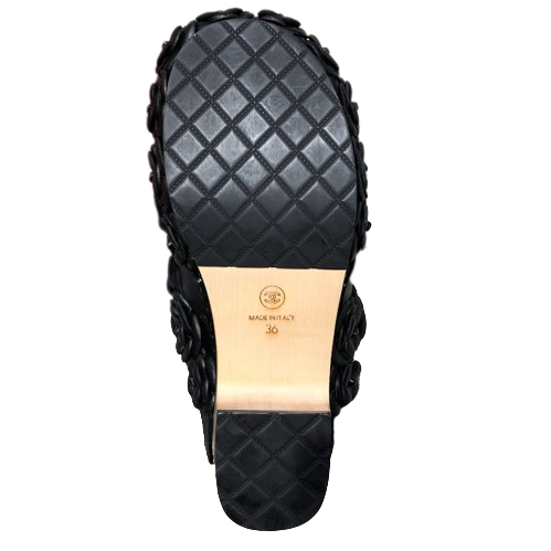 Chanel coco mark flower sandals ladies black