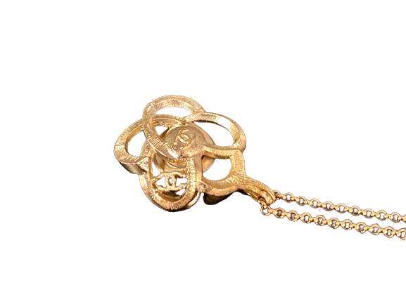 ★パールとの組み合わせが絶妙★CHANEL カメリア シャネル カメリア A18P ネックレス GP×ラインストーン×フェイク