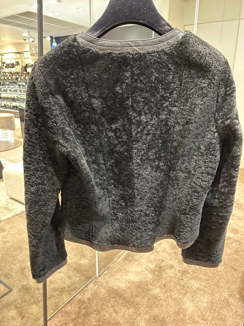 CHANEL ラムスキンムートンチョコバーノカラージャケット