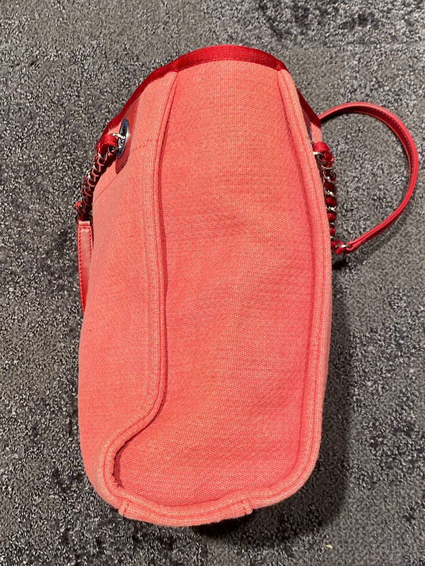 CHANEL ドーヴィルショルダーバッグキャンバスレザーレッド