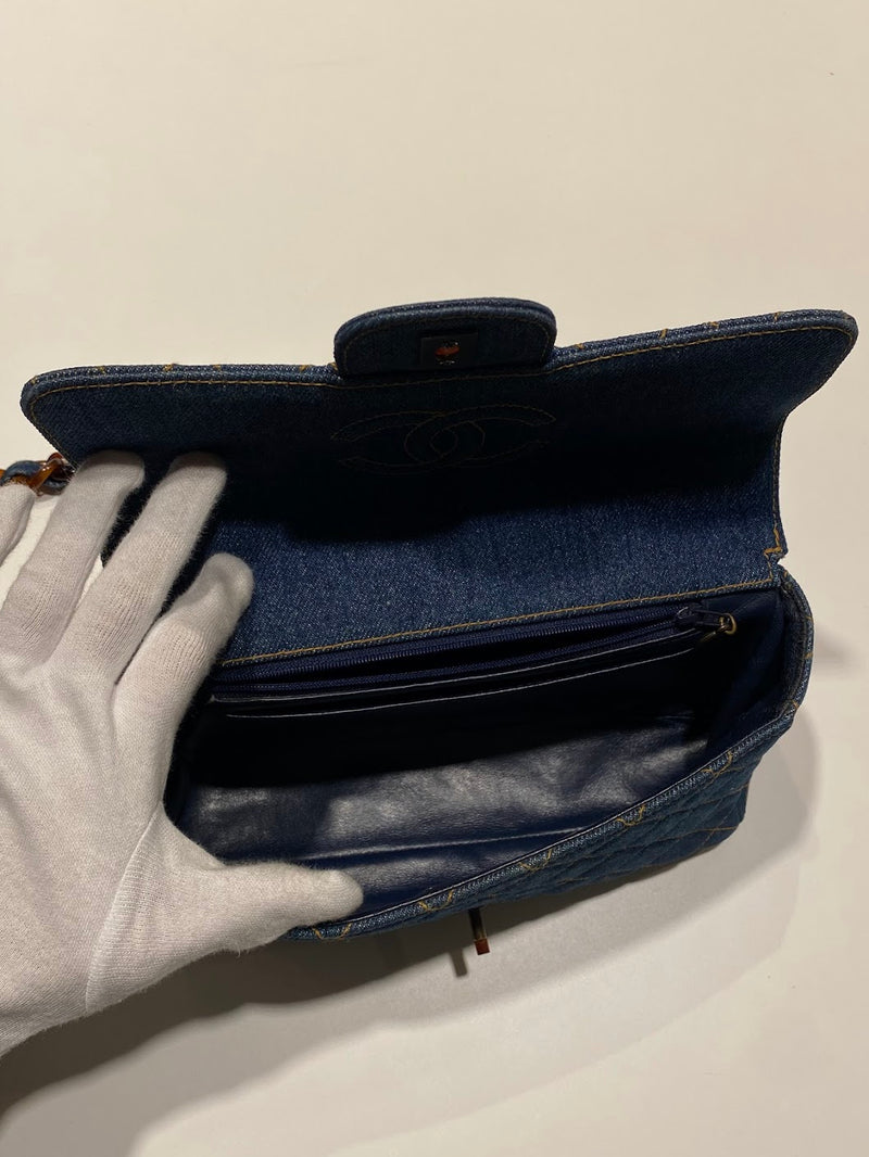 CHANEL マトラッセ デニム チェーンショルダーバッグ