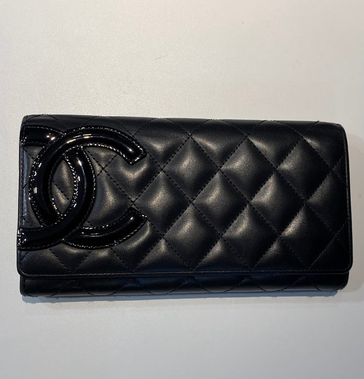 CHANELシャネル 長財布 カンボンライン ラムスキン CHANEL シャネル カンボンライン 二つ折り 長財布 ラムスキン ブラック