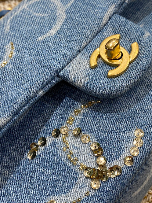CHANELショルダーバッグ デニム スパンコール