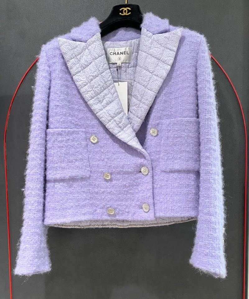 CHANEL パープル ツイード ジャケット
