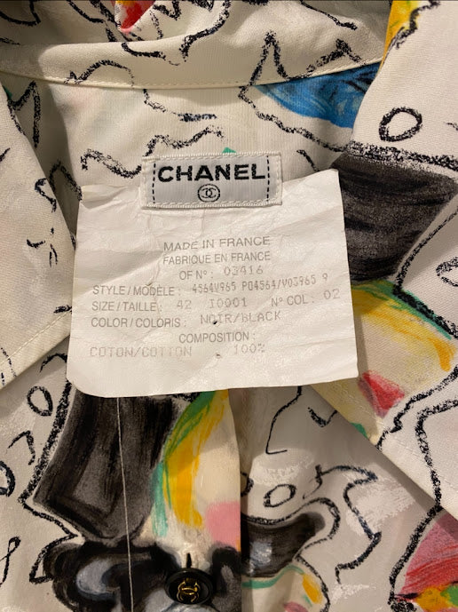 CHANEL 95年 ココボタン フェイスプリントブラウス