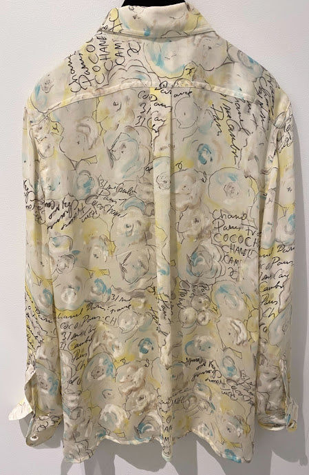 CHANEL シルク シースルーシャツ カメリア