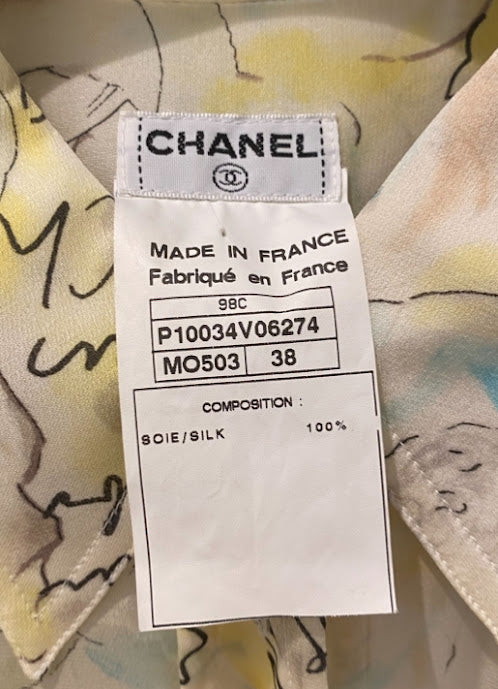 CHANEL シルク シースルーシャツ カメリア
