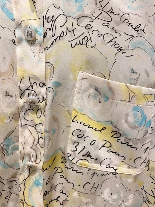 CHANEL シルク シースルーシャツ カメリア