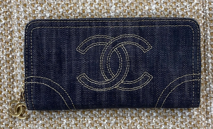 R i o　CHANEL シャネル　デニム 長財布 シャネル 財布 二つ折り デニム 長財布 デニム 【極美品】正規品