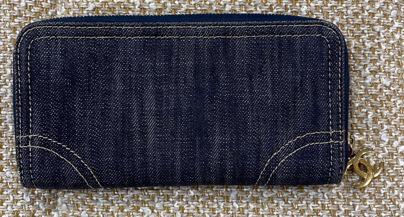 R i o　CHANEL シャネル　デニム 長財布 シャネル 財布 二つ折り デニム 長財布 デニム 【極美品】正規品