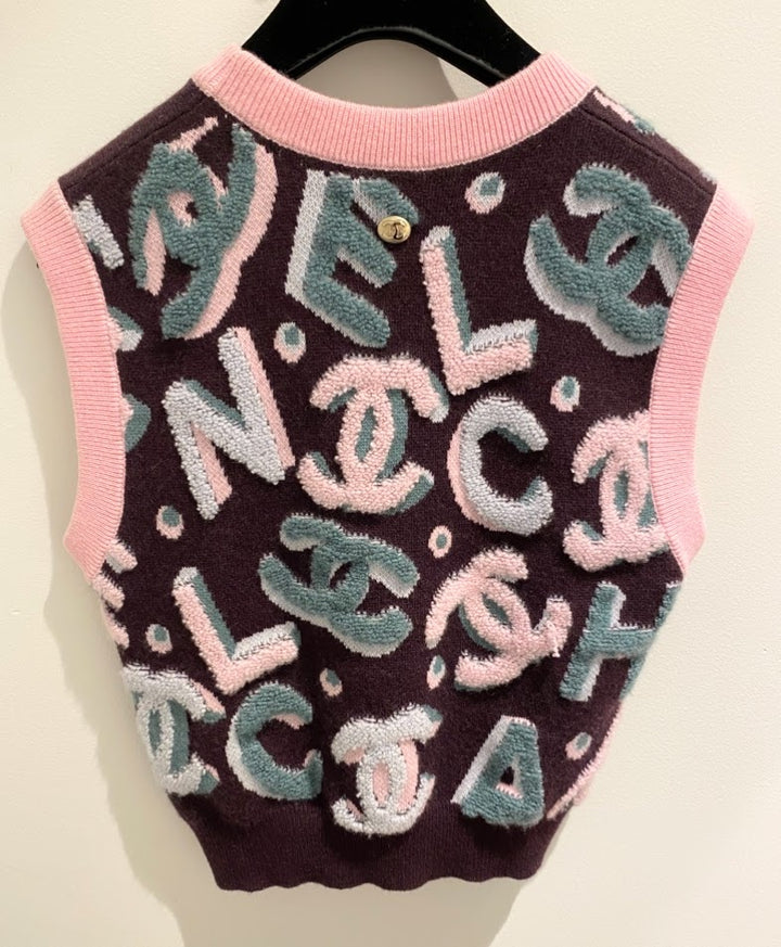 CHANEL♪カシミアベスト　cocoマークたくさん　01サイズ42 CHANEL ベスト パイル カシミアニット – co&co