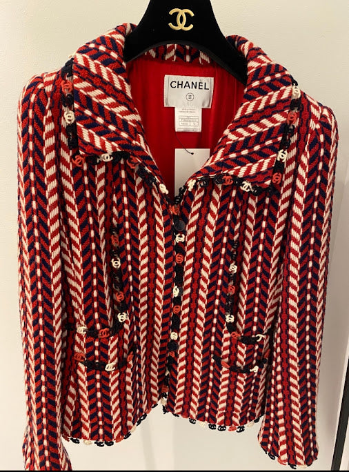 CHANEL レッド トルコロール ウール ジャケット