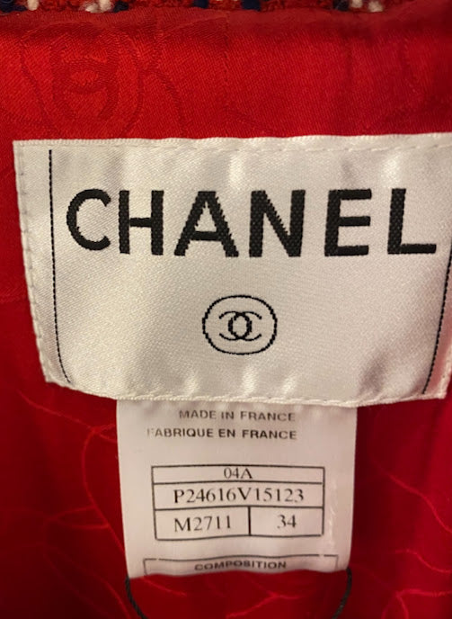 CHANEL レッド トルコロール ウール ジャケット