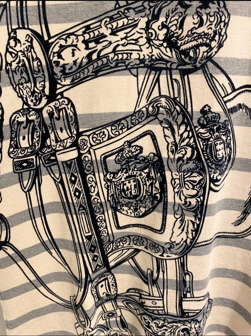 HERMES 半袖Tシャツ コットン アイボリー×グレー