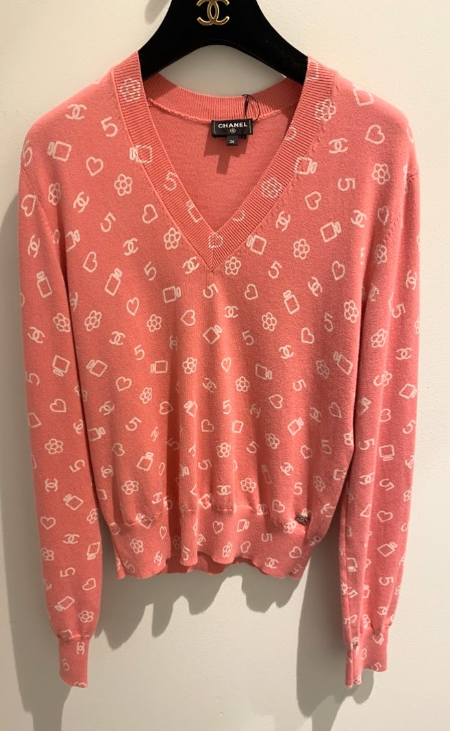 CHANEL アイコンモチーフ ニット ピンク