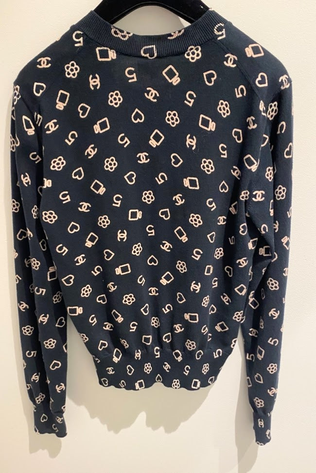 CHANEL アイコンモチーフ  ニット  ネイビー