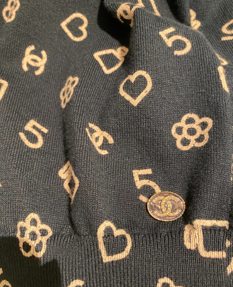 CHANEL アイコンモチーフ  ニット  ネイビー