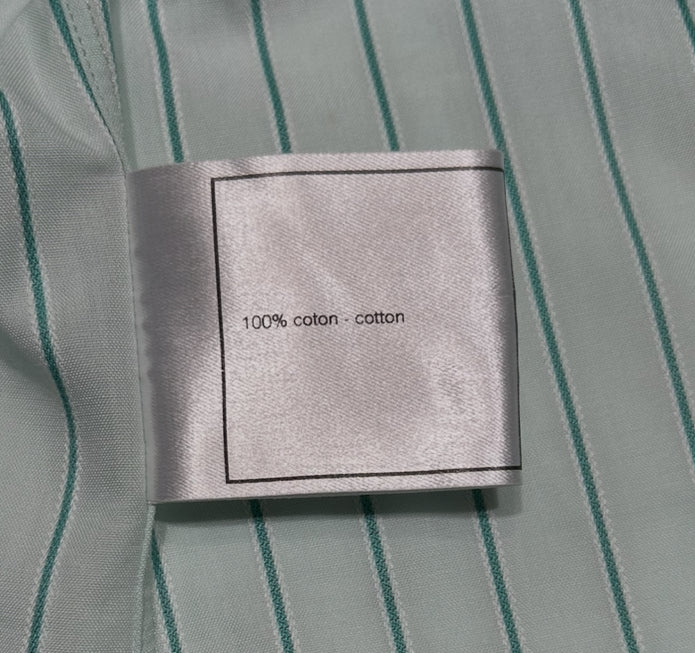 CHANEL ノースリーブストライプシャツ ライトグリーン×ブラウン