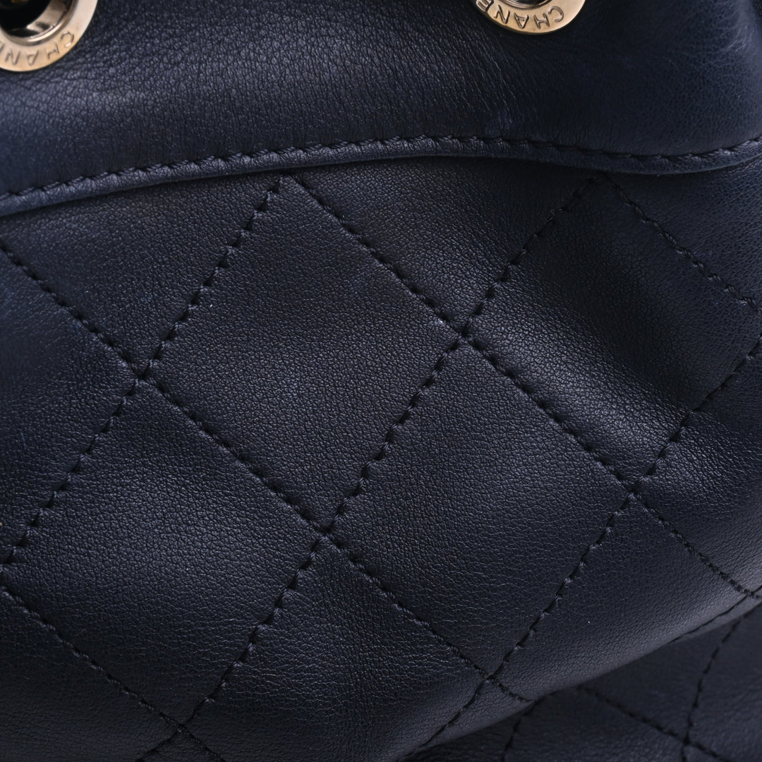 CHANEL AS1439 drawstring chain shoulder bag lambskin black gold