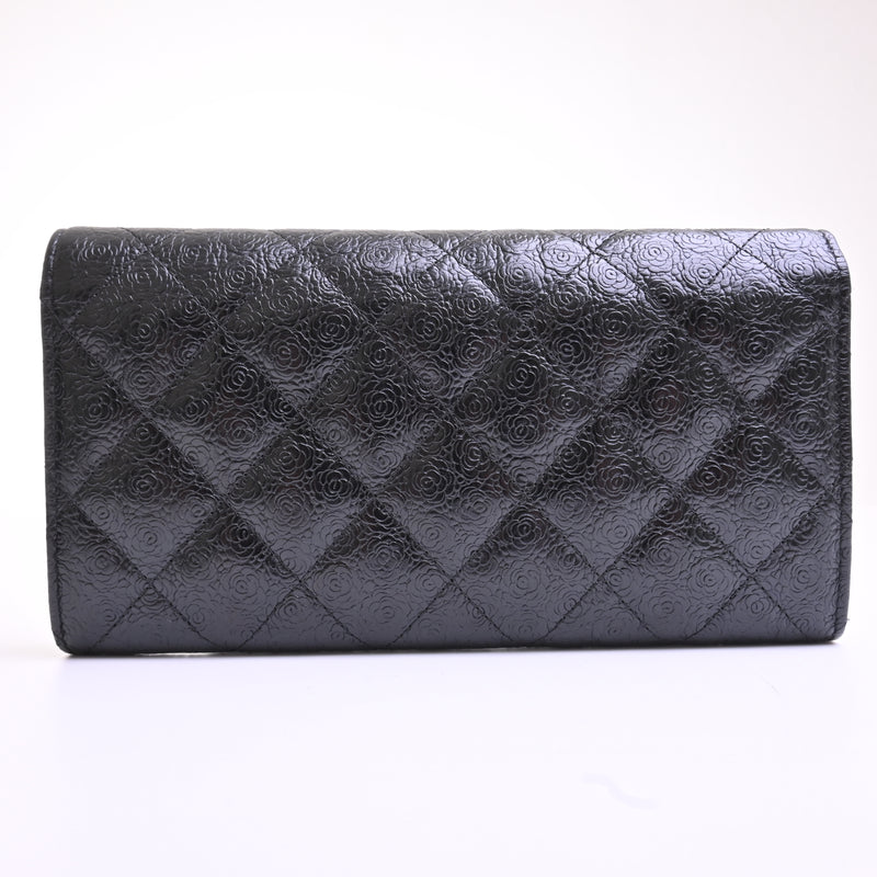 Chanel clothing accessories camellia long zipper wallet / black / 26 series (with box and card)
