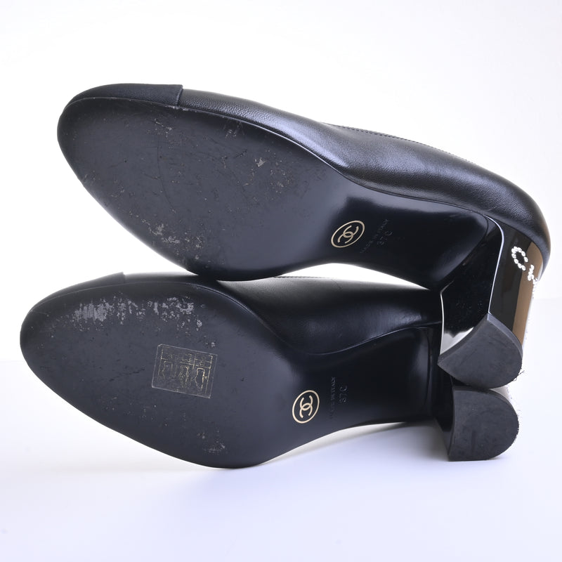 Chanel Cocomark Leather Pumps 37 Ladies Black G34991