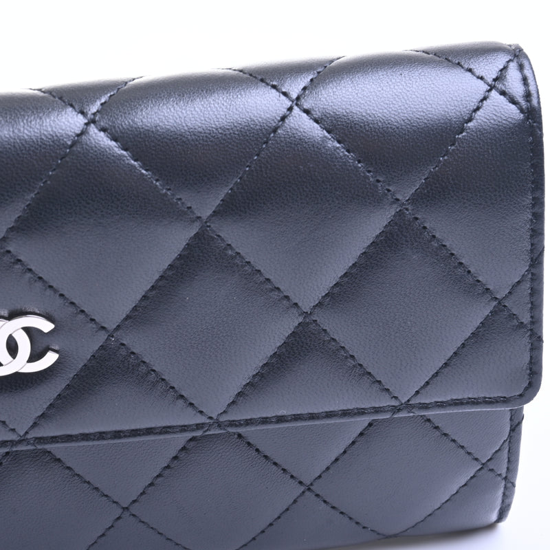 Wallet matelasse Chanel A50096 lambskin zipper long wallet No. 17 black box seal