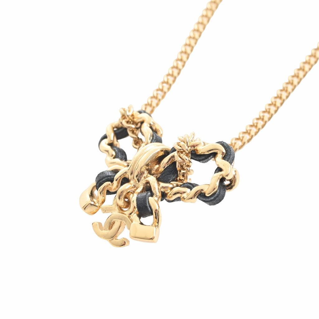 CHANEL nacklace coco mark ribbon ココマーク Chanel Ribbon Motif Coco Mark Necklace 11 Years Ladies GP