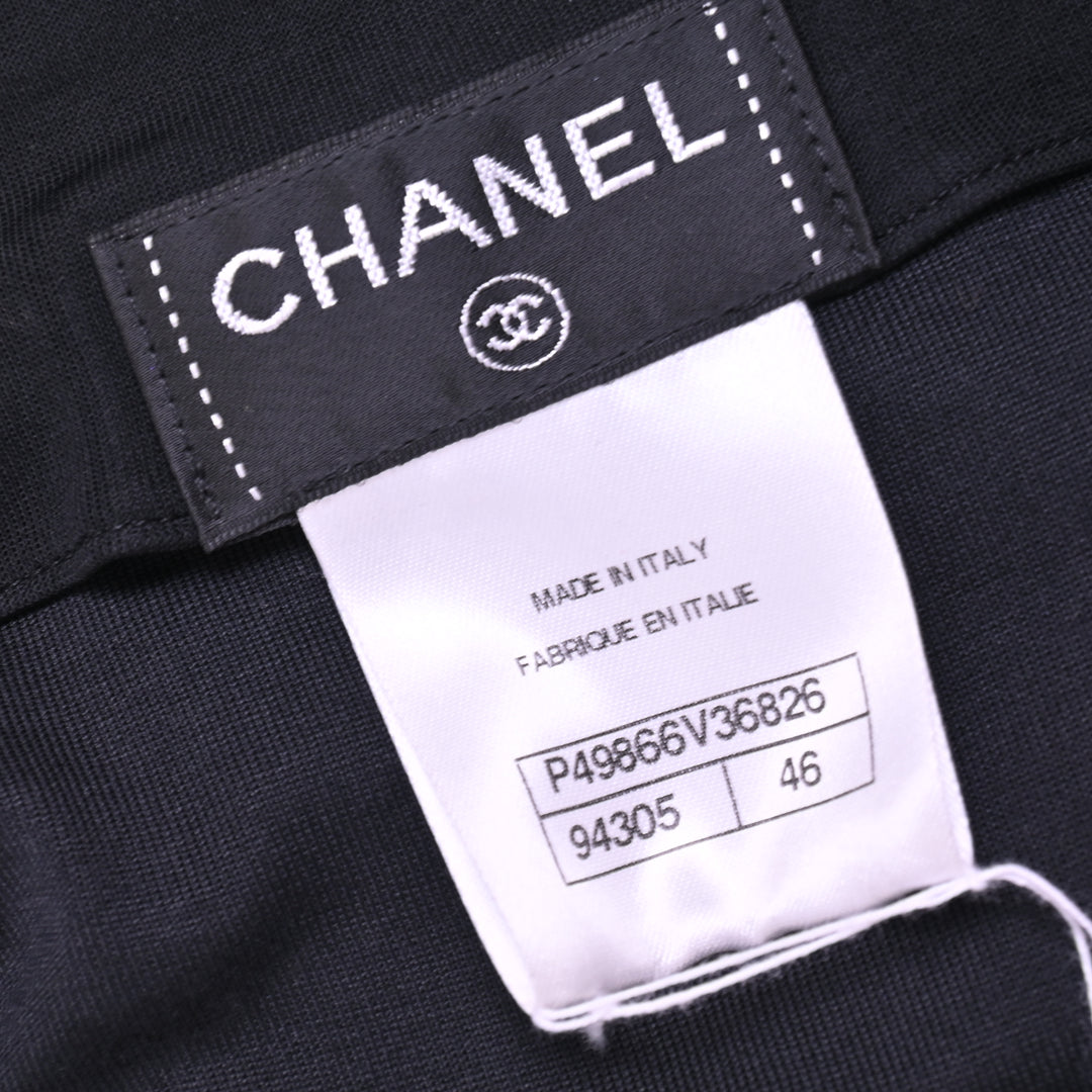 CHANEL [Chanel] Chanel high neck jersey shirt black pearl