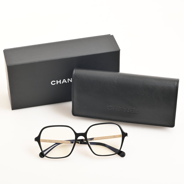 Chanel square shape optical sequin black x GD 3417-SA box/case