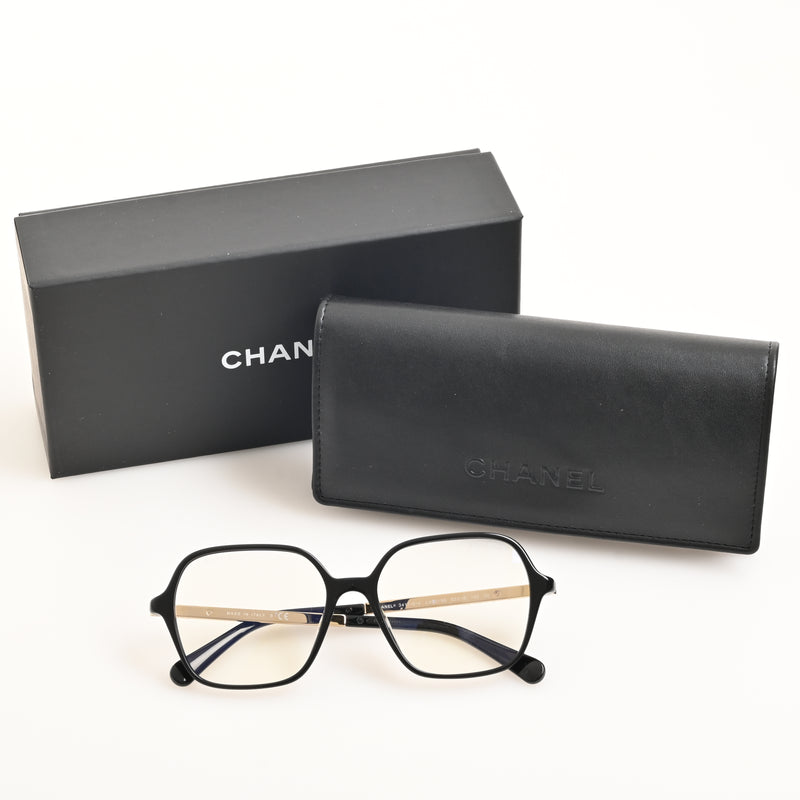Chanel square shape optical sequin black x GD 3417-SA box/case/cloth