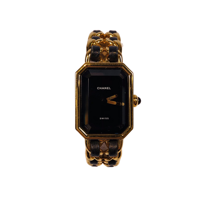 CHANEL H0001 GP/GP/leather Premier M size quartz black dial
