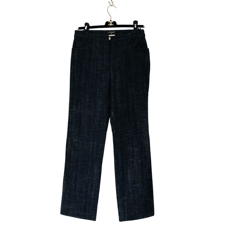 CHANEL Ladies Denim Pants 42 Used Bar Coco Mark P25297V16033 CHANEL Ladies Denim Pants 42 Used Bar Coco Mark P25297V16033
