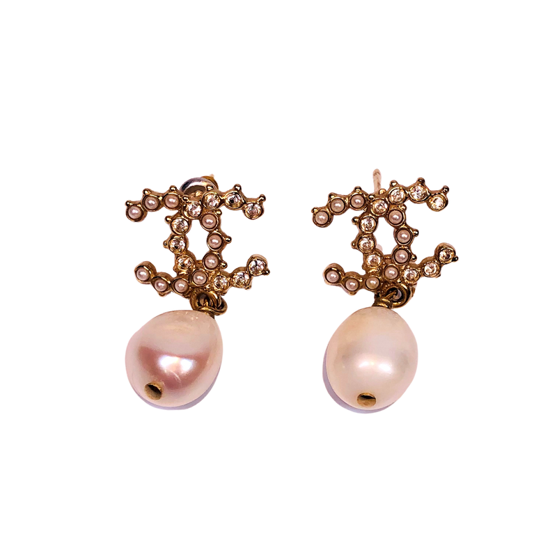 CHANEL Chanel Coco Mark Pearl Earrings A20B