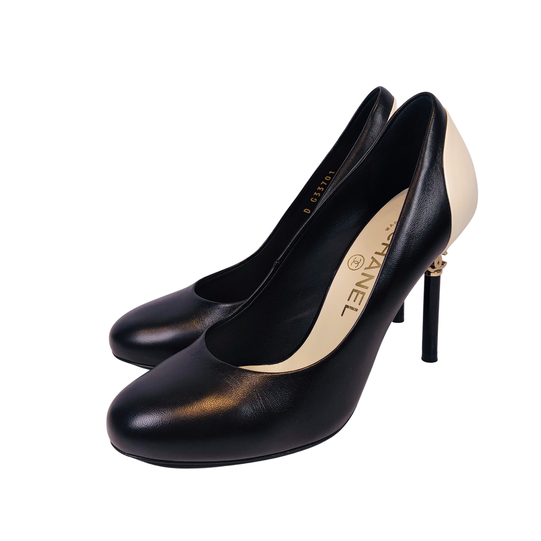 ヒール　CHANEL シャネル　黒　合皮 CHANEL シャネル ヒール 黒/白 サイズ36 – co&co