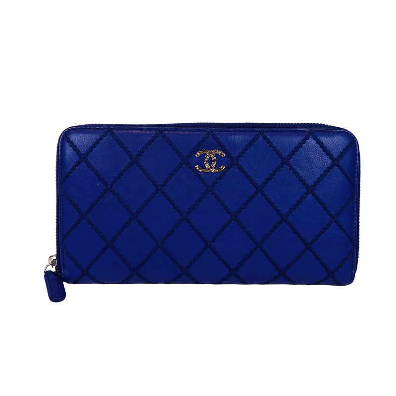 CHANEL シャネル ロングジップウォレット 財布・小物、ピコローレライン パープル 19番台 G金具