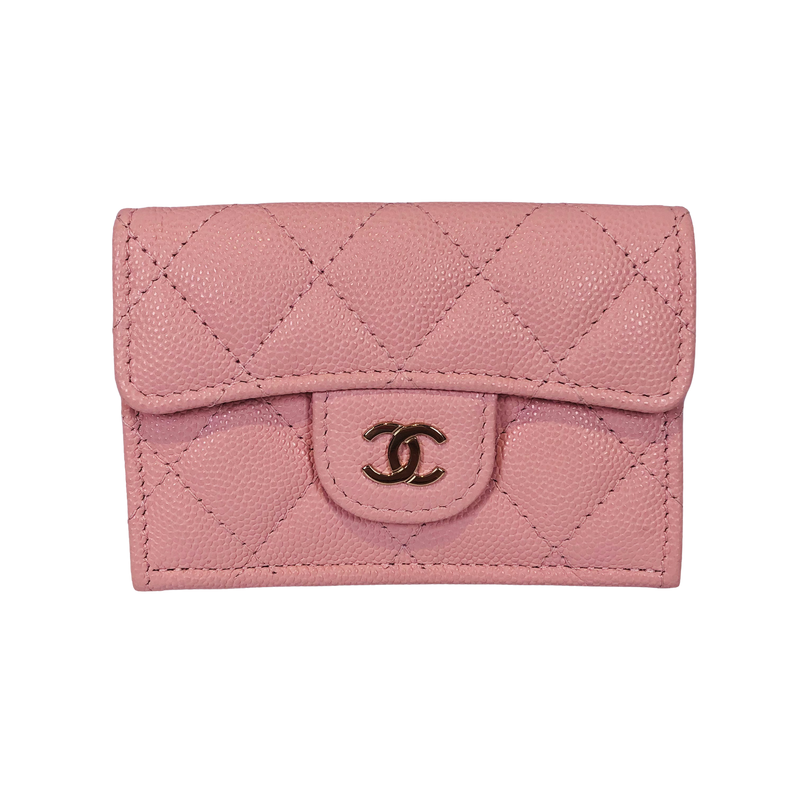 CHANEL matelasse caviar small flap wallet pink