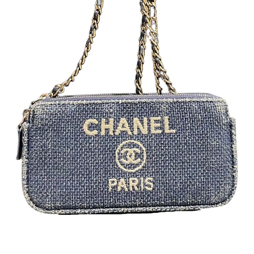 CHANEL Deauville Chain Wallet Navy