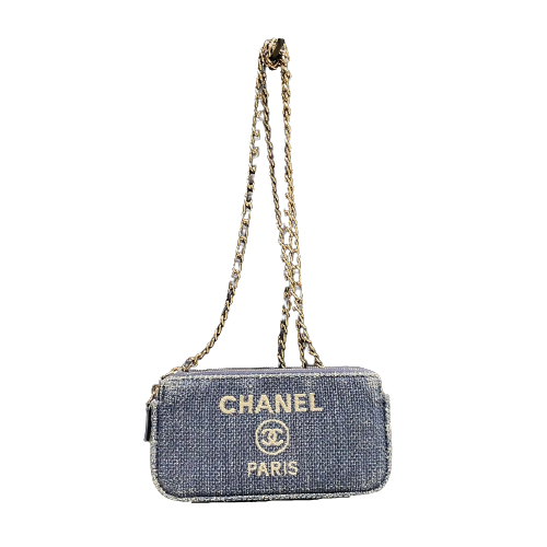 CHANEL Deauville Chain Wallet Navy