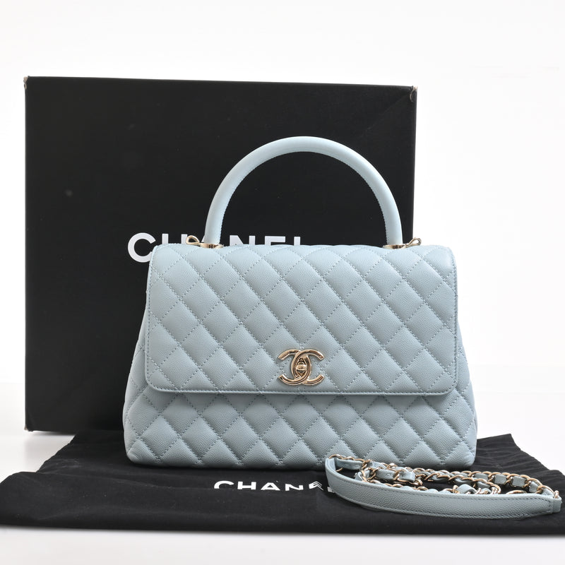 CHANEL Coco Mark Coco Handle Top Handle Light Blue Light Blue IC Tag Handbag A92991
